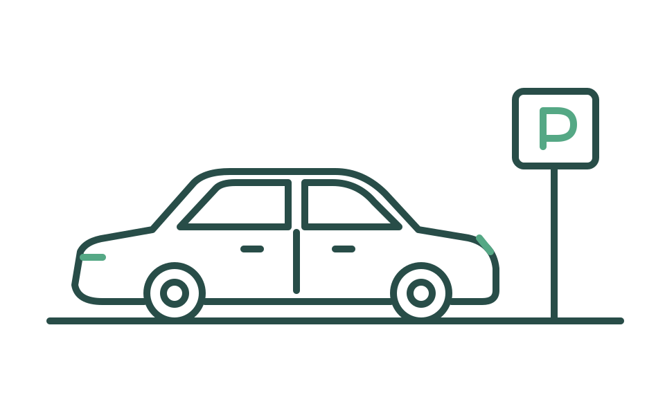 Symbol av en bil foran et parkeringskilt