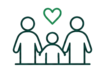Symbol av en familie med hjerte over