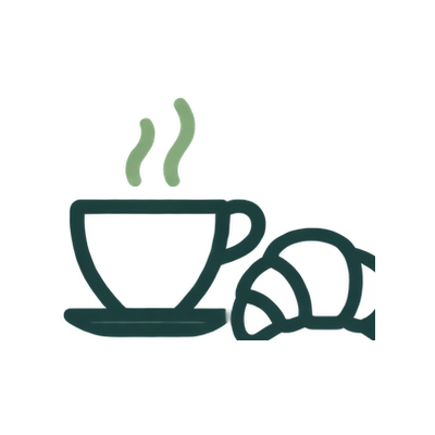 Symbol av en varm kaffekopp og croissant